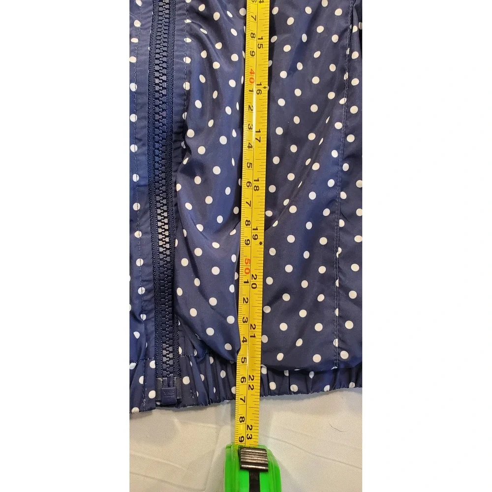 GapKids Girls Navy Blue Polka Dot Hooded Windbreaker Jacket XL 12